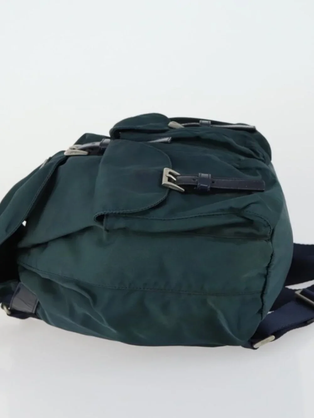 PRADA Backpack Nylon Green Silver Auth 157004